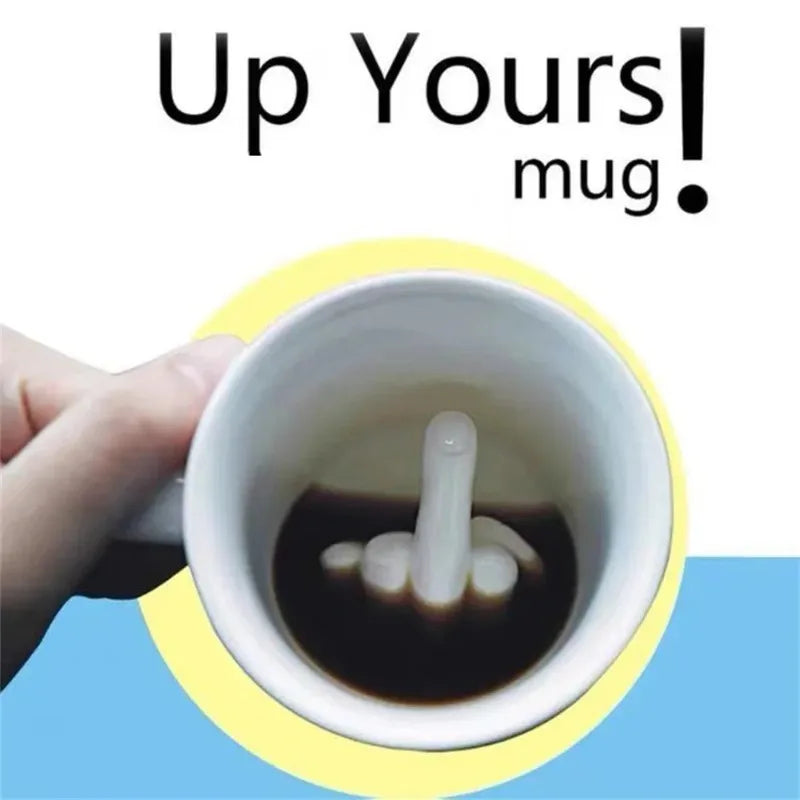 Funny Middle Finger Ceramic Mug  Creative Novelty Coffee Cup Gift
