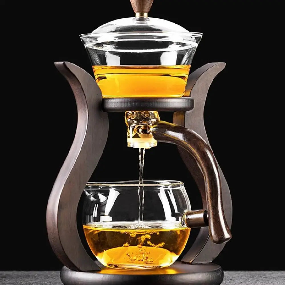 Lazy Kung Fu Drip Teapot Set – Magnetic Semi-Automatic Glass Tea Maker, Heat-Resistant Tea Set