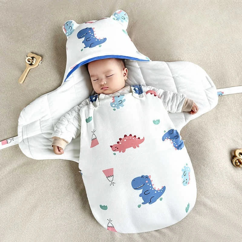 Autumn & Winter Baby Swaddle Blanket – Cute Cartoon Cotton Newborn Wrap (0–6 Months)