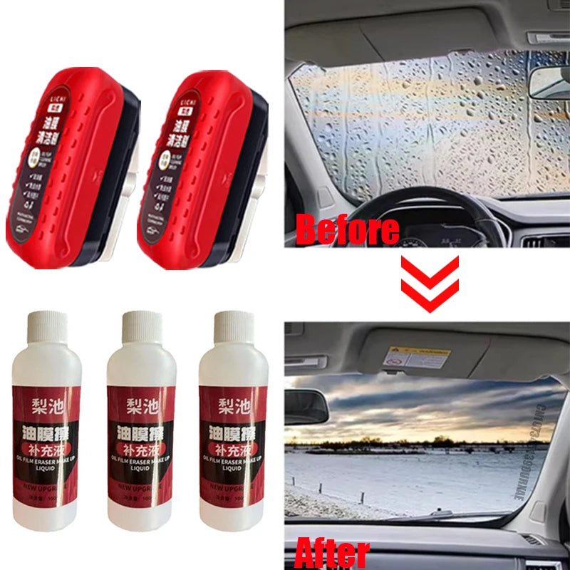 Car Glass Oil Film Remover – Windshield Cleaning Board with Hydrophobic Coating Tool