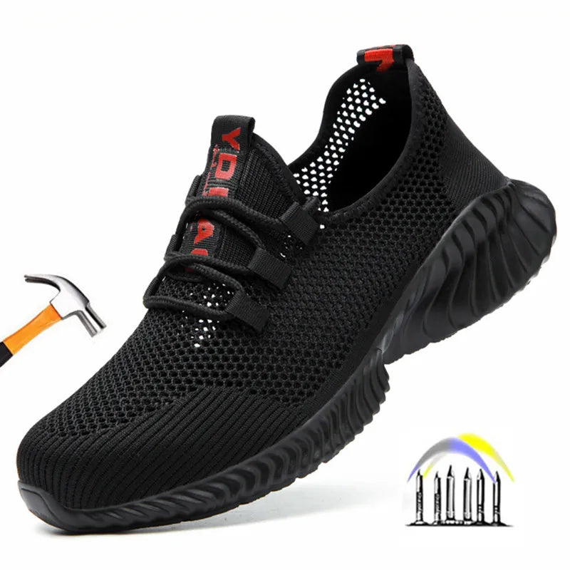 Breathable Lightweight Safety Work Shoes – Steel Toe, Anti-Slip & Anti-Puncture Summer Protection Footwear