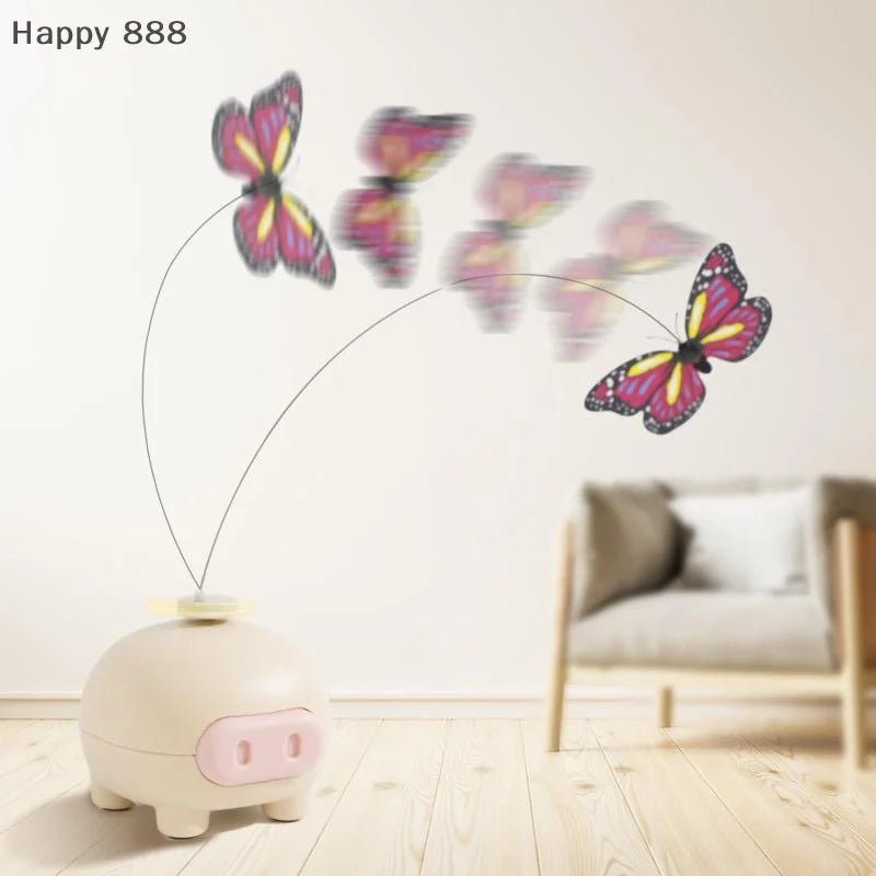 Interactive Electronic Cat Toy – Automatic Rotating Pig & Butterfly Puzzle Toy for Cats
