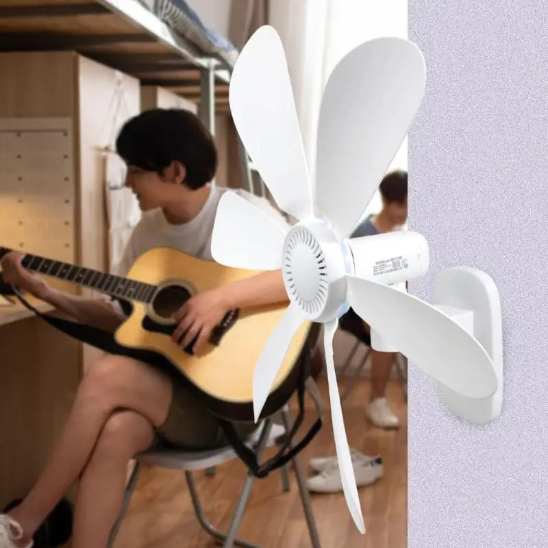 5V USB Wall-Mounted Fan – Space-Saving Quiet Cooling Fan with 39" USB Cord for Bedroom, Kitchen & Bathroom