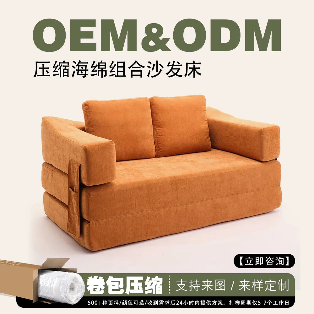 Multi-Functional Compression Sofa Bed – Folding Lazy Fabric Sofa for Living Room & Nap Use