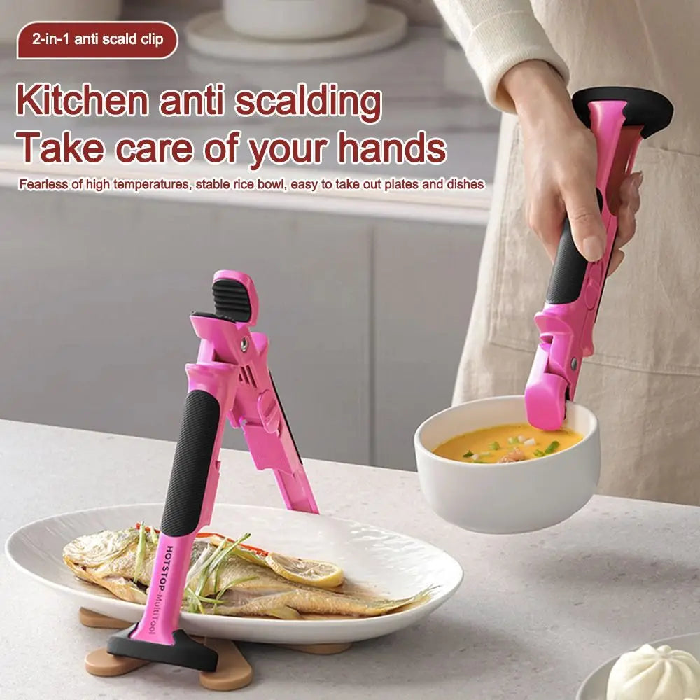 2-in-1 Anti-Scald Silicone Bowl Clip | Non-Slip Heat-Resistant Tongs & Holder Gripper for Hot Meal Bowls