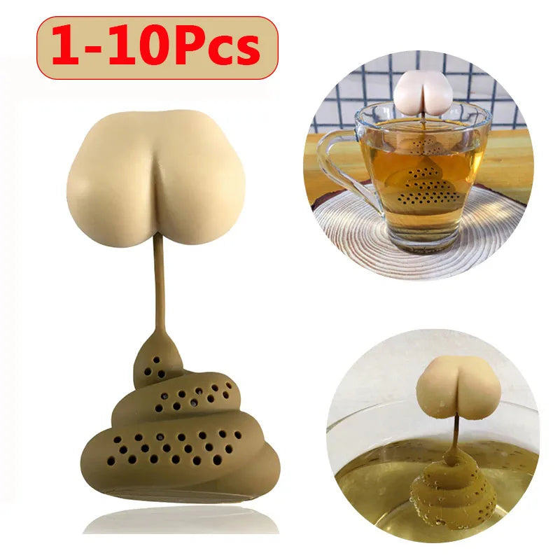 Funny Poop-Shaped Reusable Silicone Tea Infuser – Creative Herbal Tea & Coffee Strainer