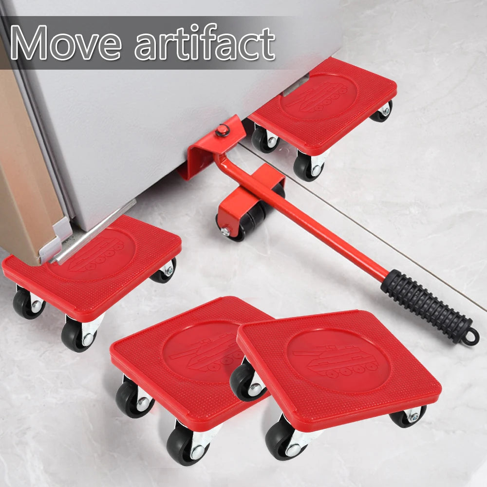 5PCS Heavy Duty Furniture Moving Roller Set – Easy Transport & Labor-Saving Mover Tool