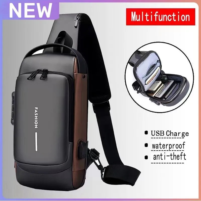 Designer Multifunction Anti-Theft USB Crossbody Bag – Travel Sling & Messenger Bag for Men