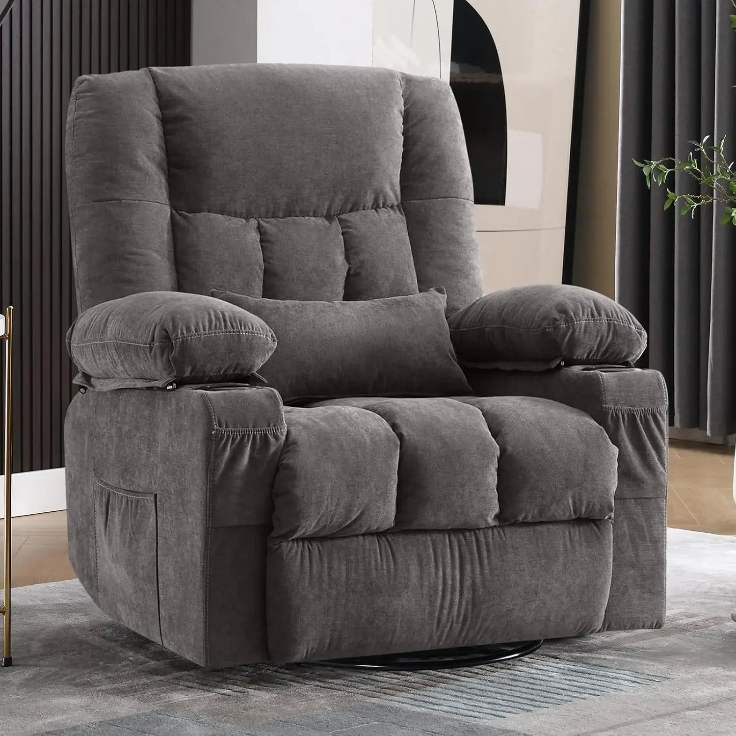Massage Swivel Rocker Recliner Chair – Ergonomic Lounge with Heat & Vibration for Living Room