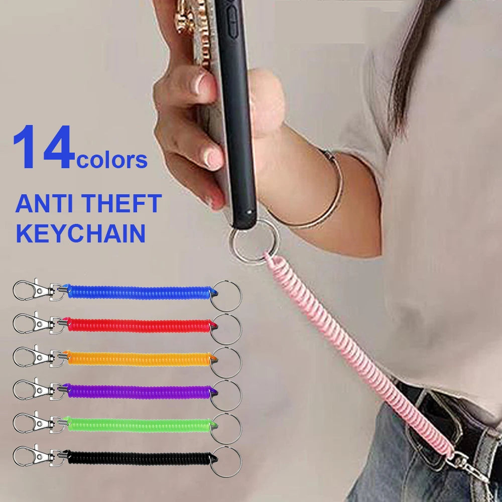Creative Anti-Theft Elastic Keychain with Telescopic Spring Rope Secure Car Key & Handbag Holder for Men & Women
