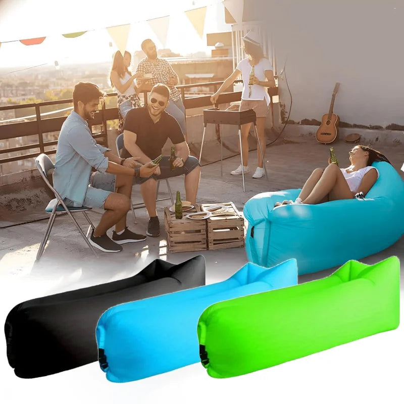 Inflatable Air Sofa Chair – Portable Waterproof Camping & Beach Lounger with Sleeping Bag Design