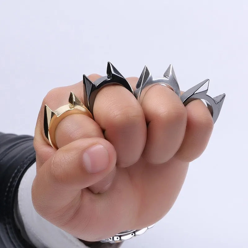 Cat Ear Self-Defense Ring  Portable Stainless Steel Personal Protection Tool