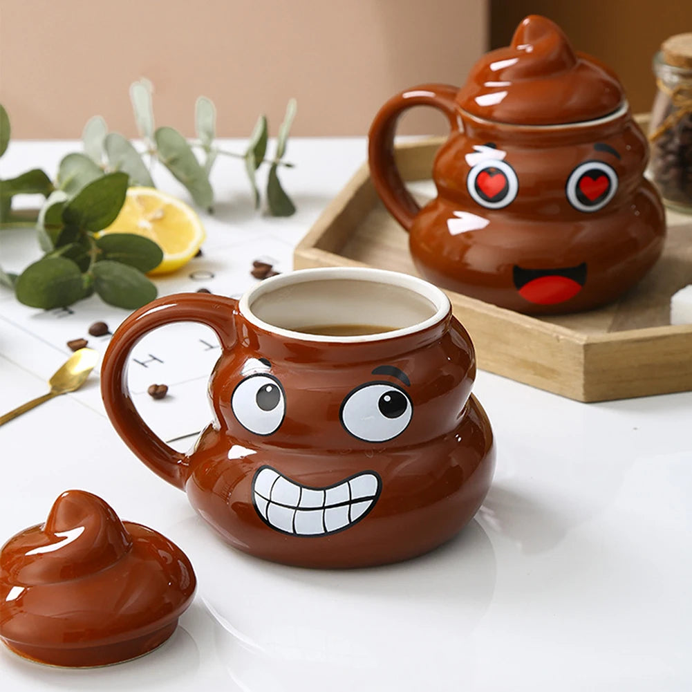 Funny Prank Poop Mug – Multifunctional Ceramic Tea & Coffee Cup with Spoon for Men and Women