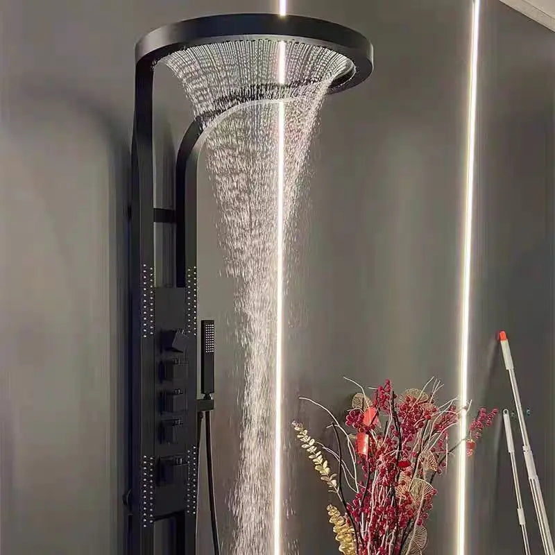 5-Function Nordic Rainfall Waterfall Shower Set – Modern Handheld & Overhead Shower Head Combo