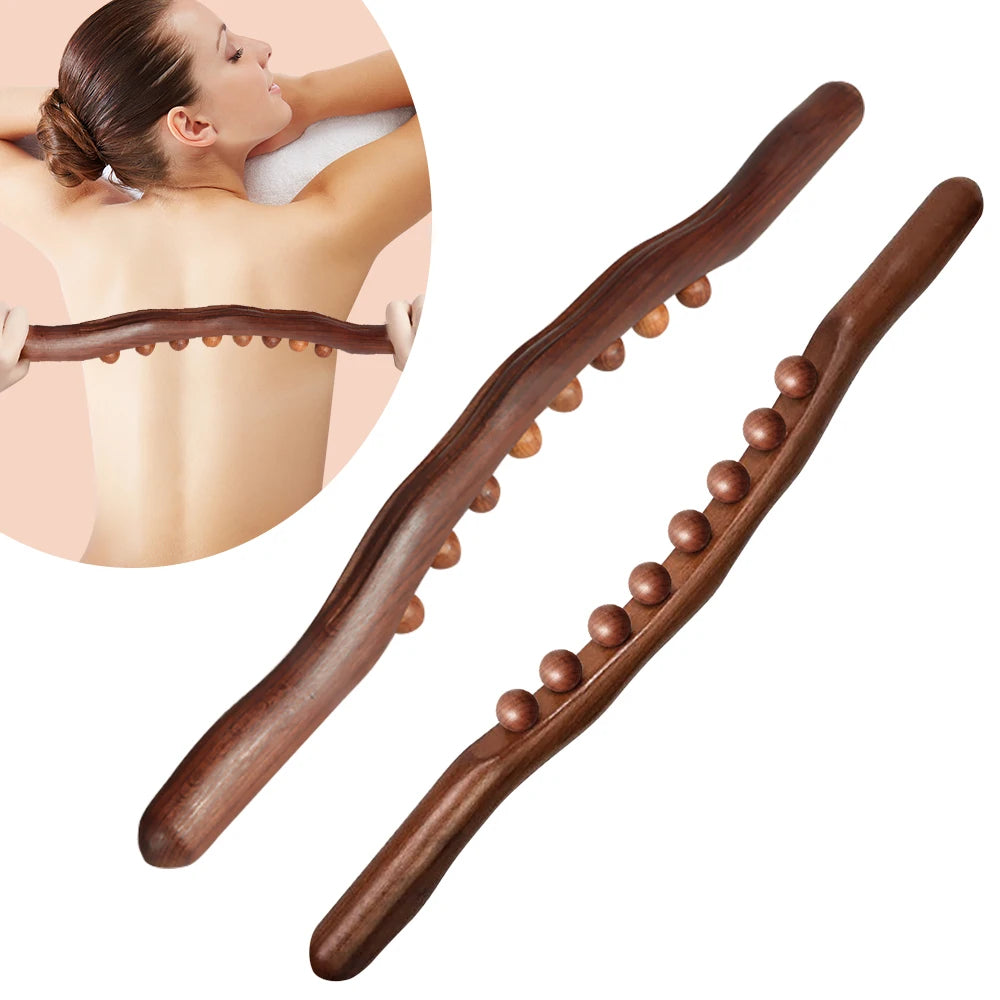 Handheld Wood Massage Roller Stick – Lymphatic Drainage & Cellulite Massager for Full Body