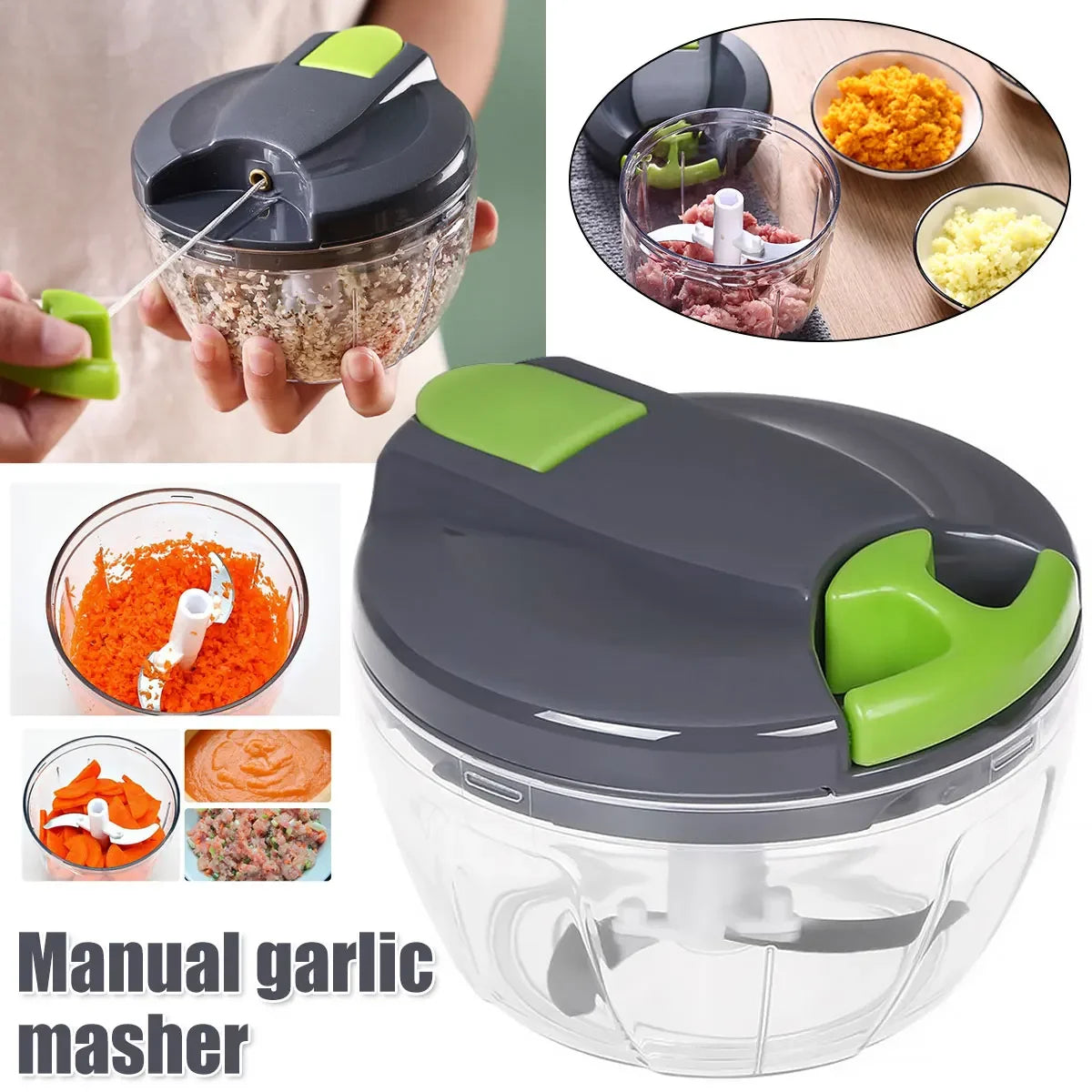 Manual Vegetable Chopper & Slicer – Onion Chopper, Garlic Crusher, Peeler & Food Dicer Tool