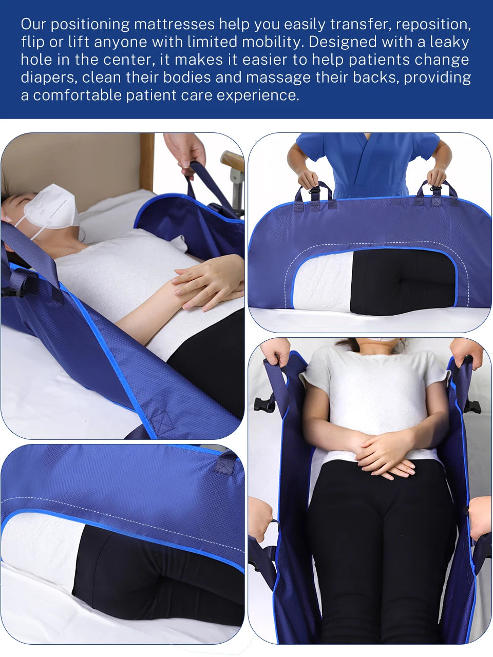 Lefeke Positioning Bed Pad  Reusable Transfer Sheet for Turning, Lifting & Repositioning Elderly Patients