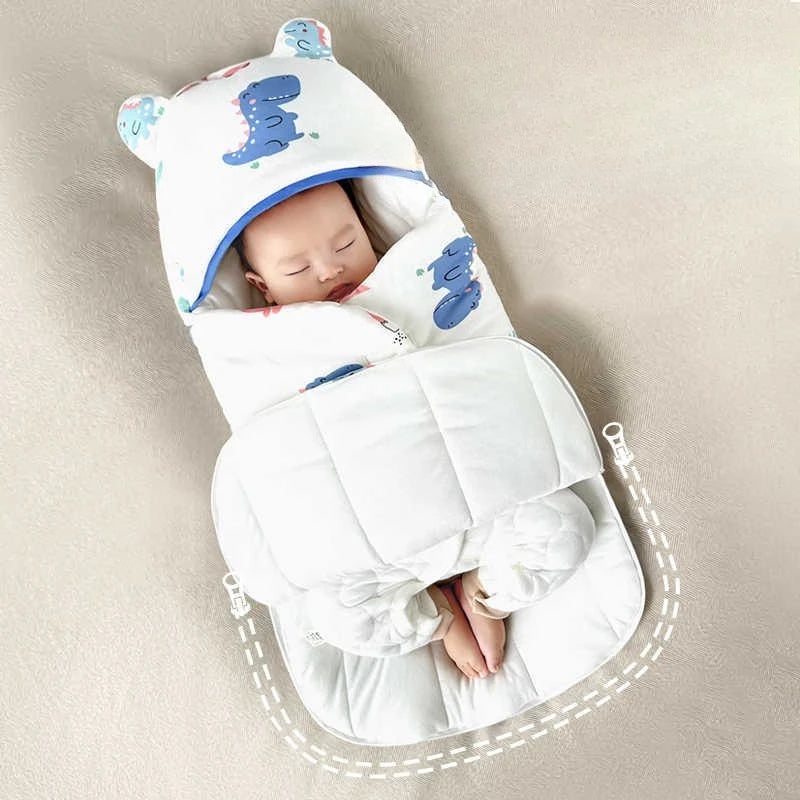 Autumn & Winter Baby Swaddle Blanket – Cute Cartoon Cotton Newborn Wrap (0–6 Months)