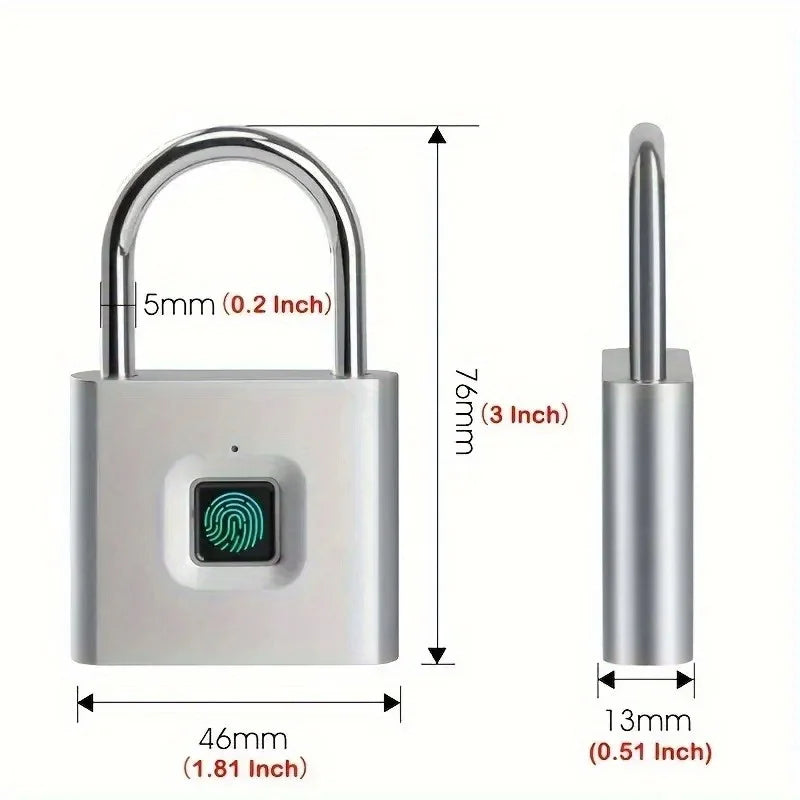 Mini Smart Fingerprint Padlock – Keyless USB Rechargeable Anti-Theft Lock for Luggage & Doors