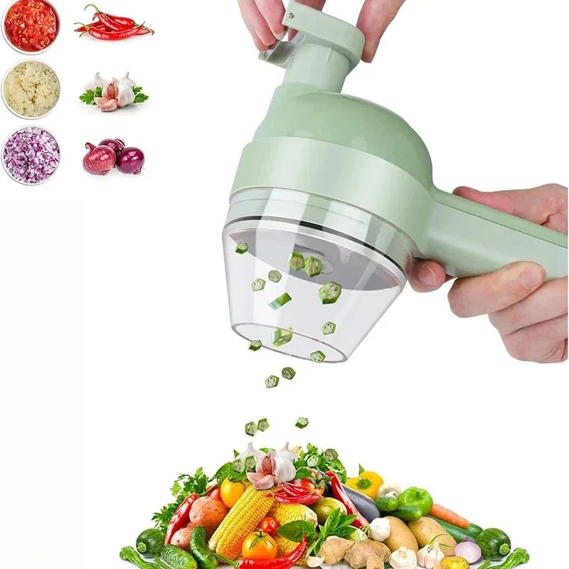 4-in-1 Wireless Electric Vegetable Cutter – Garlic Masher, Food Chopper & Meat Grinder