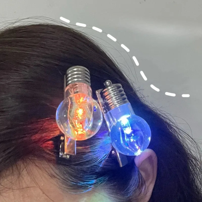 Funny Glowing Light Bulb Hair Clip – Flashing Bangs Hairpin for Women & Trendy Hair Accessories