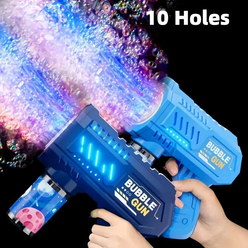 Automatic Electric Bubble Gun for Kids – 10-Hole Handheld Bubble Machine with Light (No Battery, No Bubble Water Included)