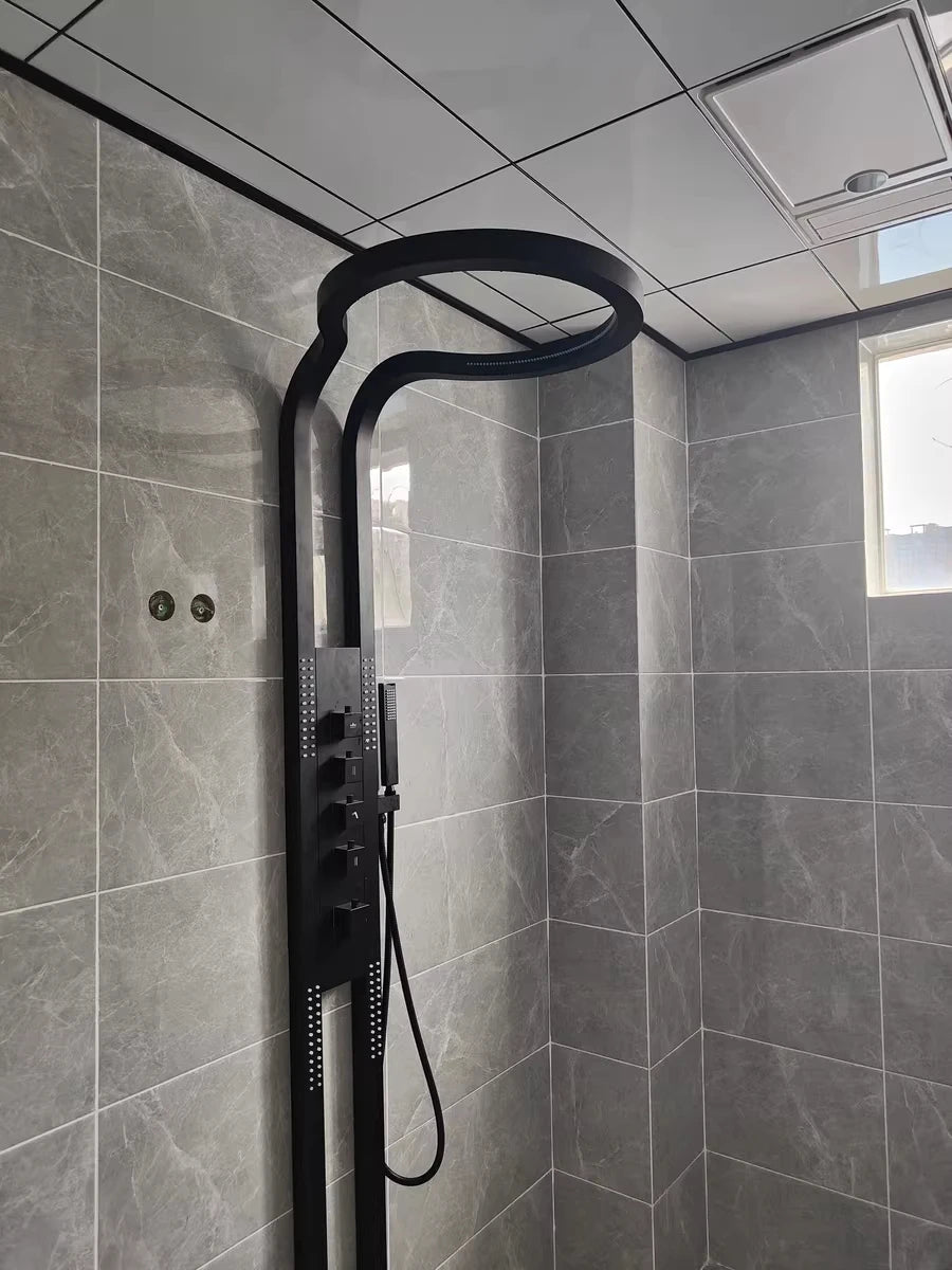 5-Function Nordic Rainfall Waterfall Shower Set – Modern Handheld & Overhead Shower Head Combo