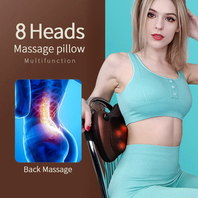 Multifunctional Electric Head & Body Massager – Shiatsu Neck, Back, Waist, and Cervical Massage Pillow for Home & Car