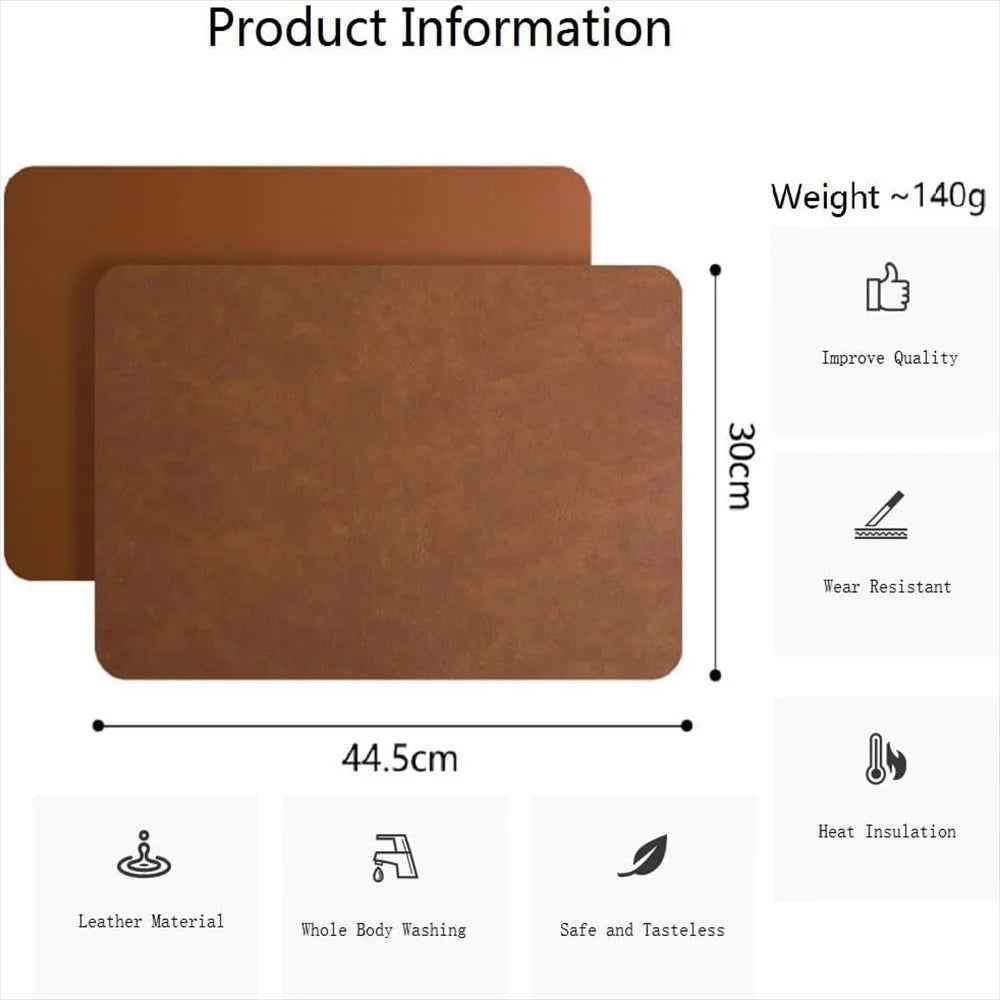 Cowhide Pattern PU Leather Placemats | Heat-Resistant, Waterproof & Wipeable Table Mats for Home & Parties