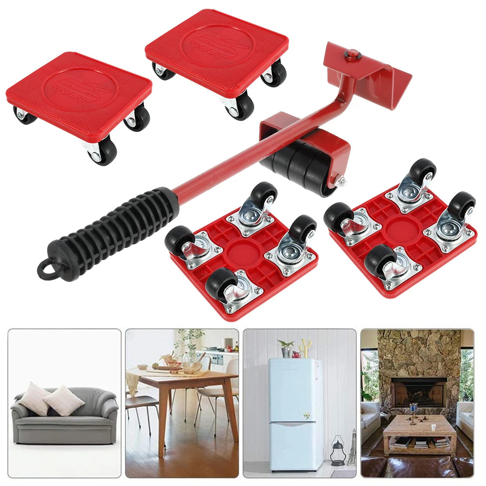 5PCS Heavy Duty Furniture Moving Roller Set – Easy Transport & Labor-Saving Mover Tool