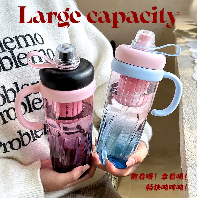 Bingba Large-Capacity Straw Cup – Gradient Color Teapot-Style Water Bottle for Summer