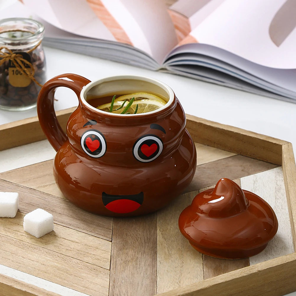 Funny Prank Poop Mug – Multifunctional Ceramic Tea & Coffee Cup with Spoon for Men and Women
