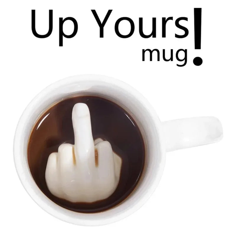 Funny Middle Finger Ceramic Mug  Creative Novelty Coffee Cup Gift