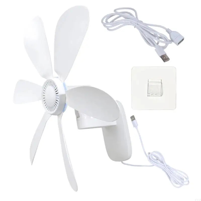 5V USB Wall-Mounted Fan – Space-Saving Quiet Cooling Fan with 39" USB Cord for Bedroom, Kitchen & Bathroom