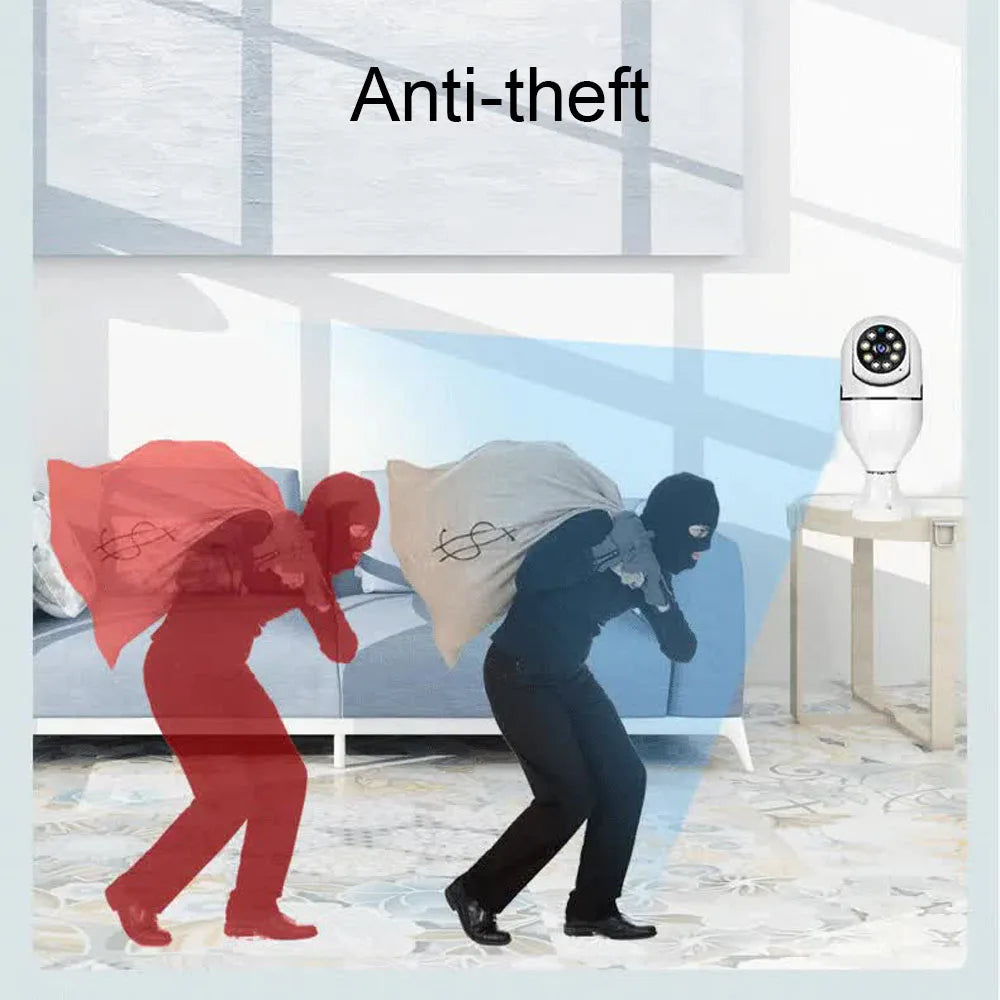 E27 Wireless WiFi Light Bulb Camera – 360° HD Full-Color Home Security Monitoring with Mobile Remote