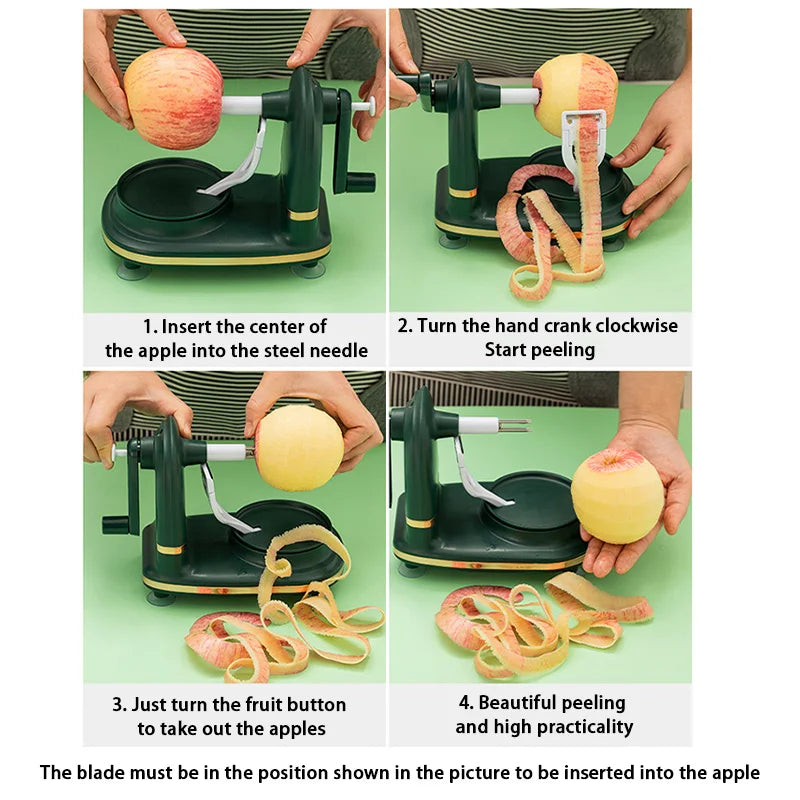 Manual Multifunctional Apple & Potato Peeler – Stainless Steel Blades Kitchen Gadget