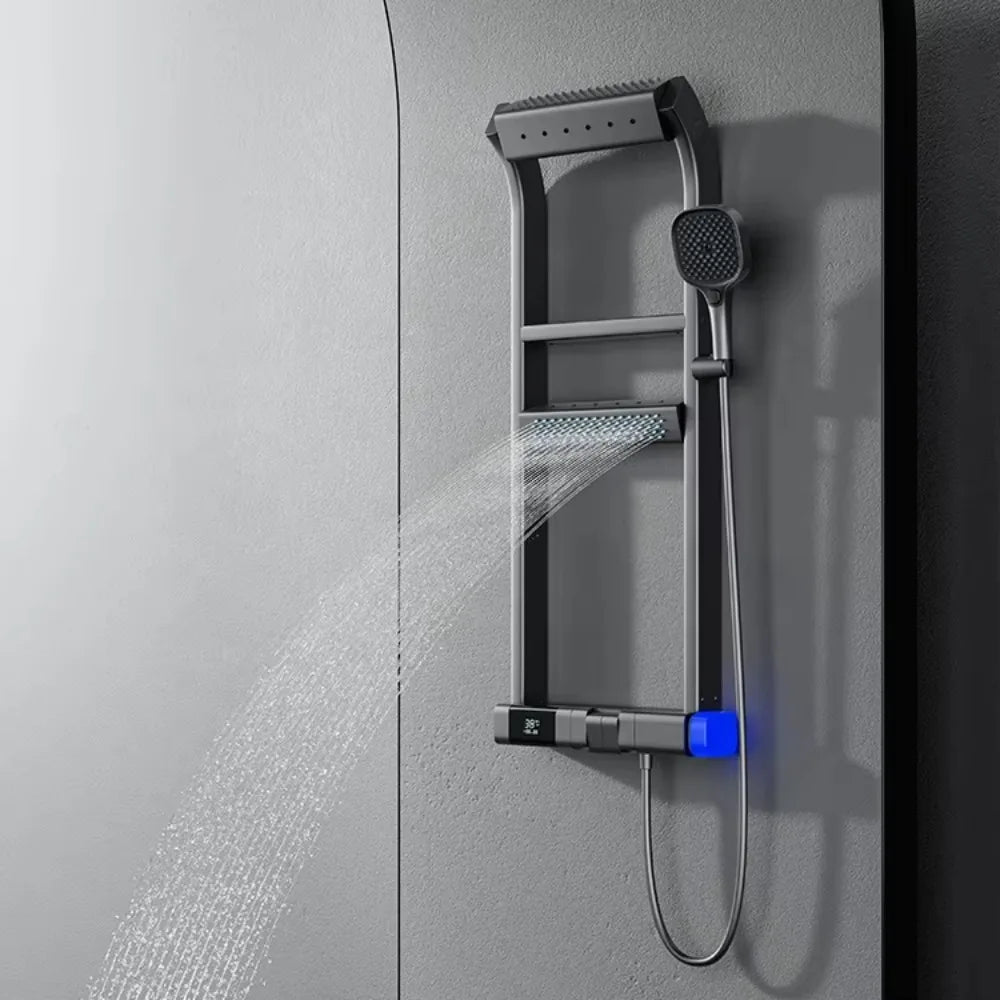 360° LED Digital Display Thermostatic Shower Panel – Piano Key Control Bathroom Set