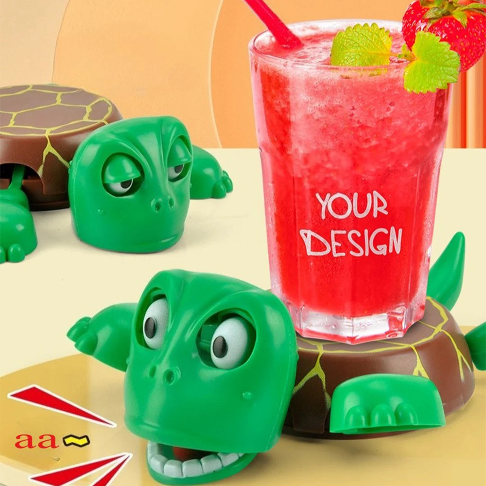 3D Printed Panicked Turtle Coaster – Funny Coffee & Tea Cup Mat for Home or Office