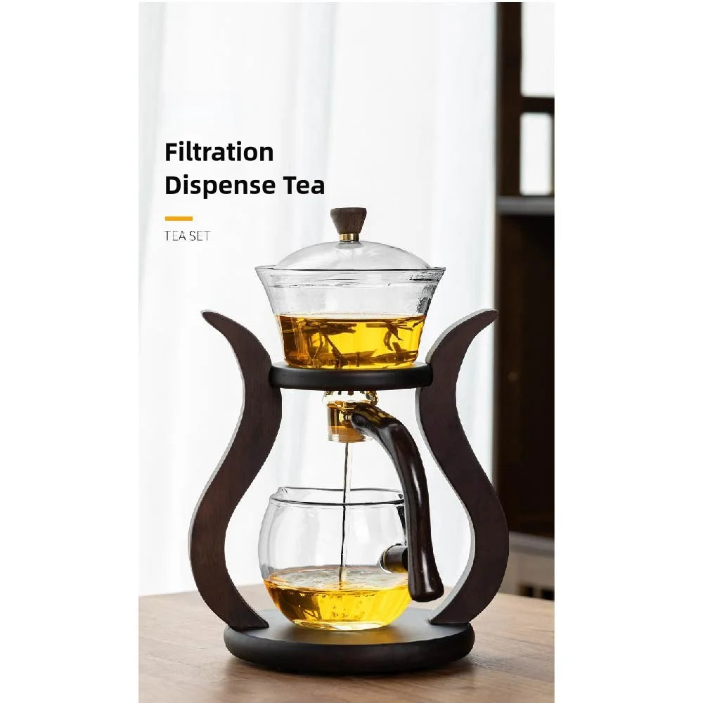 Lazy Kung Fu Drip Teapot Set – Magnetic Semi-Automatic Glass Tea Maker, Heat-Resistant Tea Set