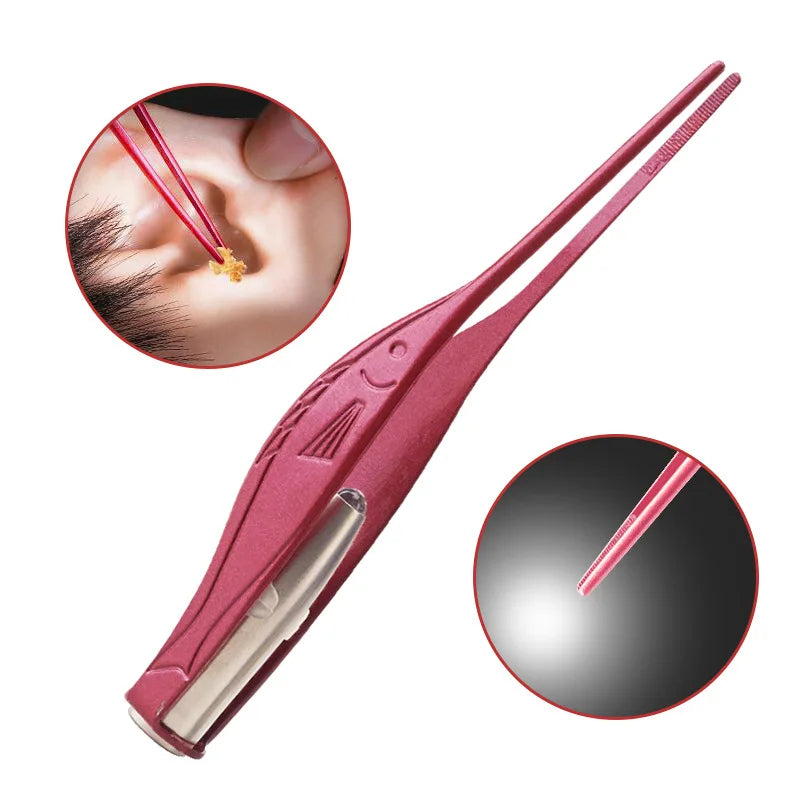 LED Ear Cleaner Earpick – Stainless Steel Wax Removal Tweezer with Luminous LED for Kids & Adults