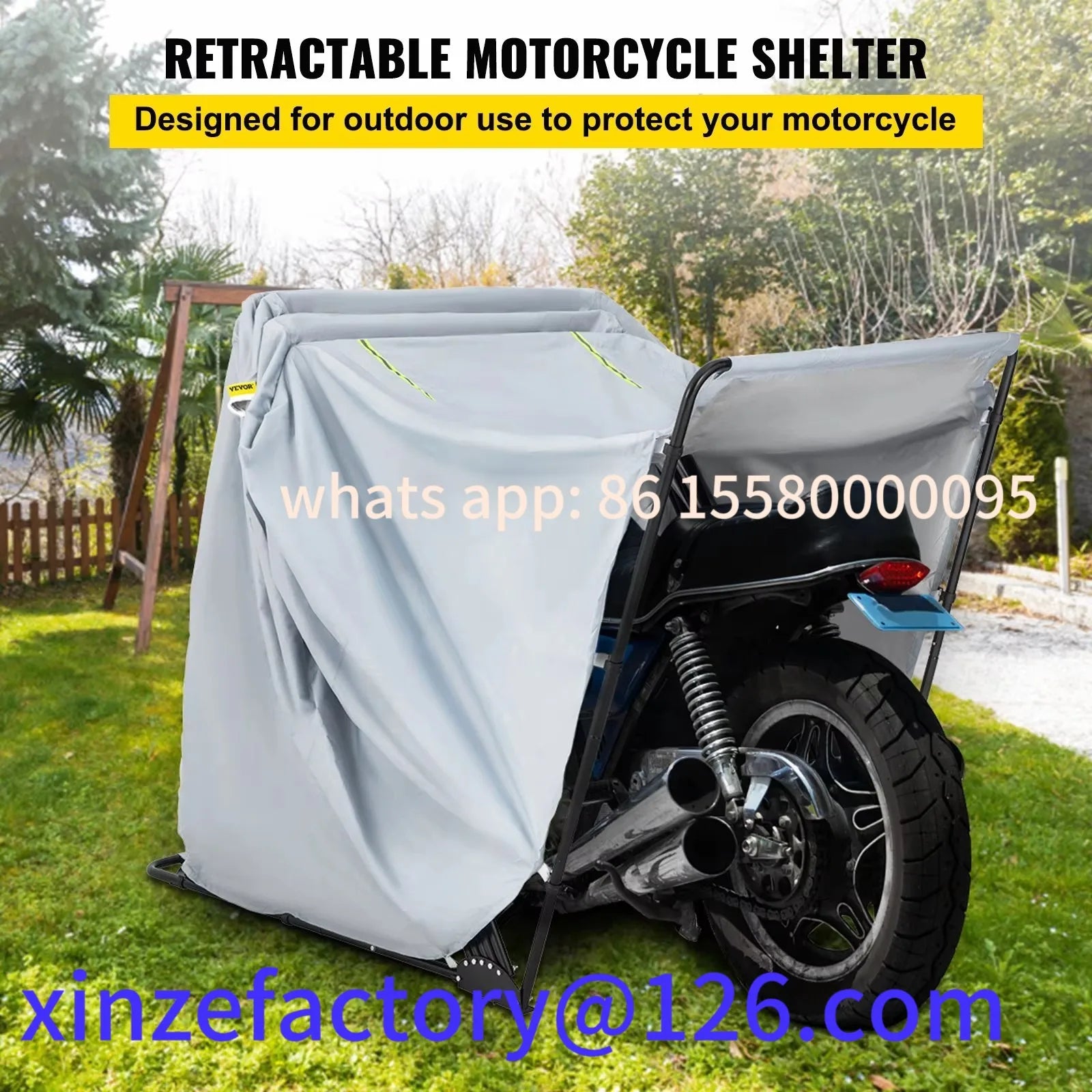 Heavy-Duty Waterproof Motorcycle Shelter | 420D Oxford Customizable Motorbike Garage & Sunshade Storage Cover
