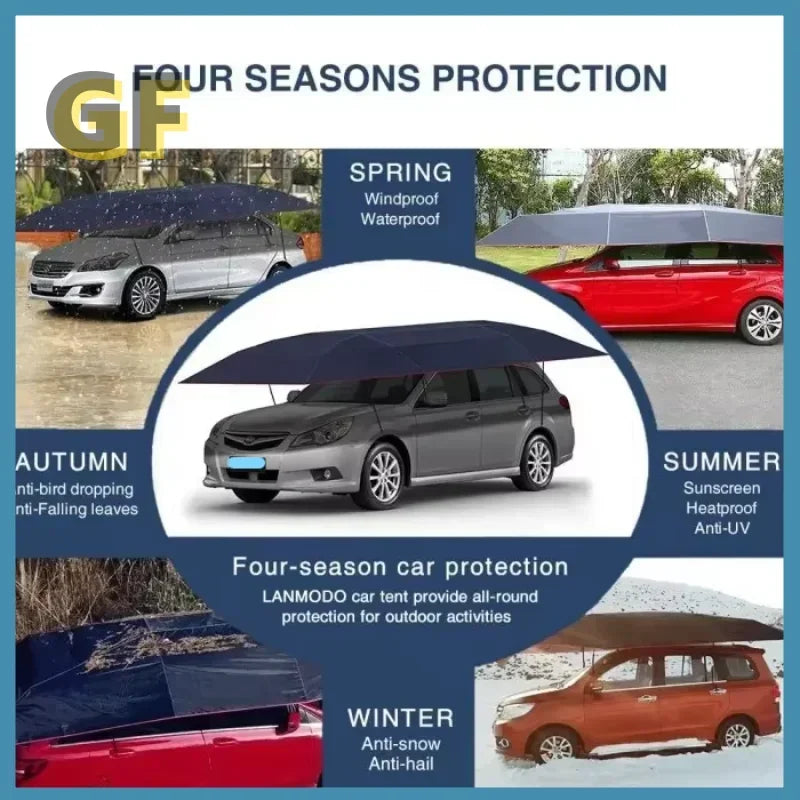 Fully Automatic Remote Control Car Tent Umbrella – Outdoor Vehicle Sunshade & Car Cover (4.6m / 4.8m / 5.2m)