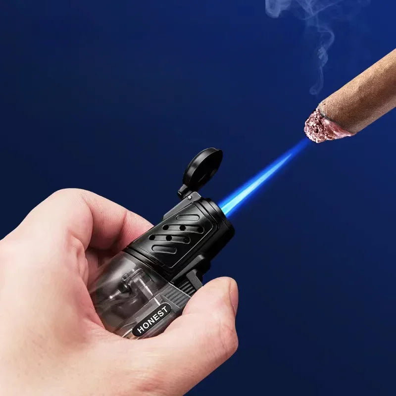 HONEST Turbo Torch Cigarette Lighter  Butane Gas Jet Flame with Flint, Unique Smoking Gadget for Men