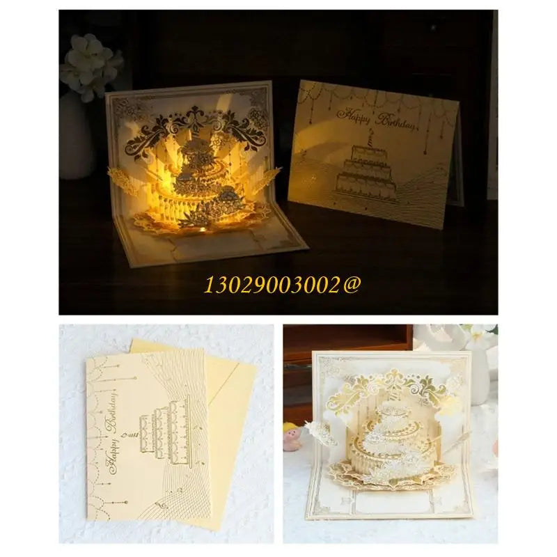 CORC Elegant Handmade Pop-Up Birthday Card – 3D Paper Art Greeting Card with Premium Texture