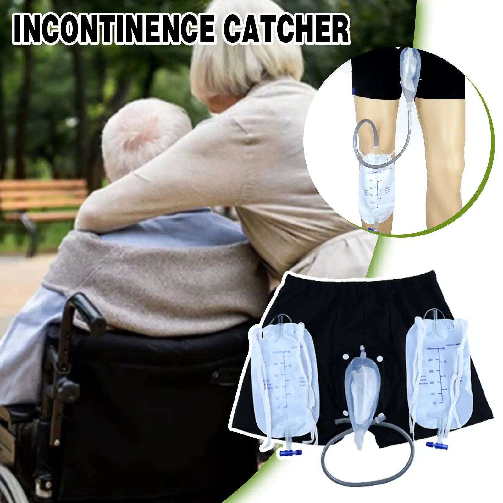 Reusable Urine Collector Bag with Incontinence Underpants – Removable, Easy-Clean Drainage System for Bedridden Use