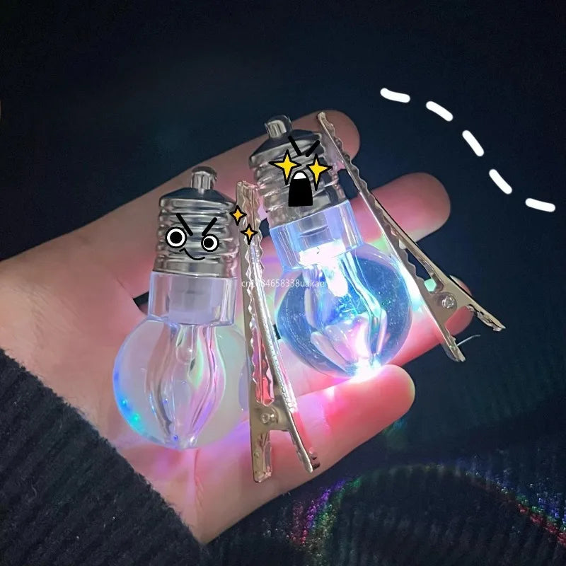 Funny Glowing Light Bulb Hair Clip – Flashing Bangs Hairpin for Women & Trendy Hair Accessories