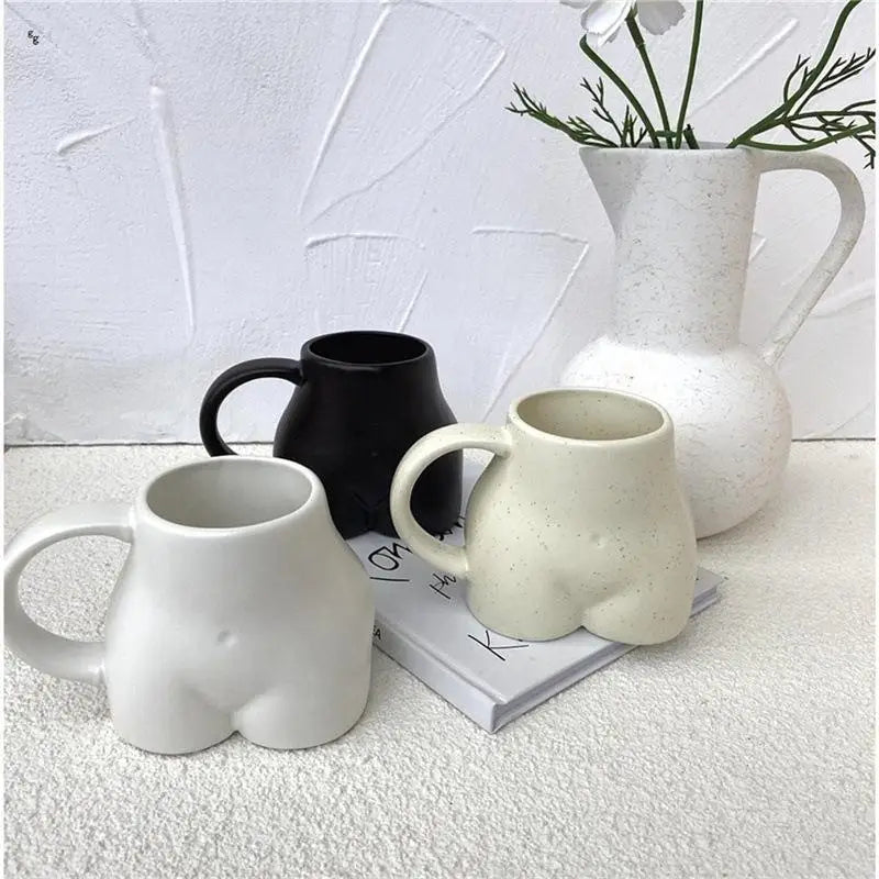 Creative Ass Shape Ceramic Coffee Mug – Funny Decorative Heat-Resistant Porcelain Cup 250ml