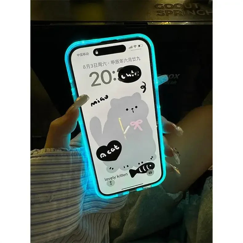 Luminescent Night Light iPhone Case – Anti-Drop Protective Cover with LED Light