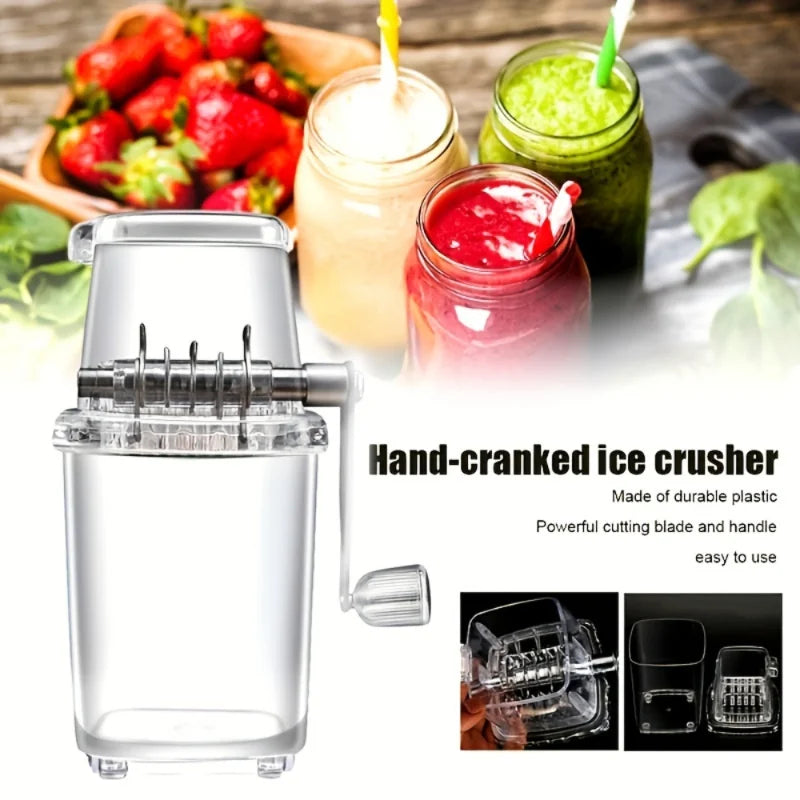 Manual Ice Crusher with Hand Crank – Portable Ice Shaver for Drinks & Desserts