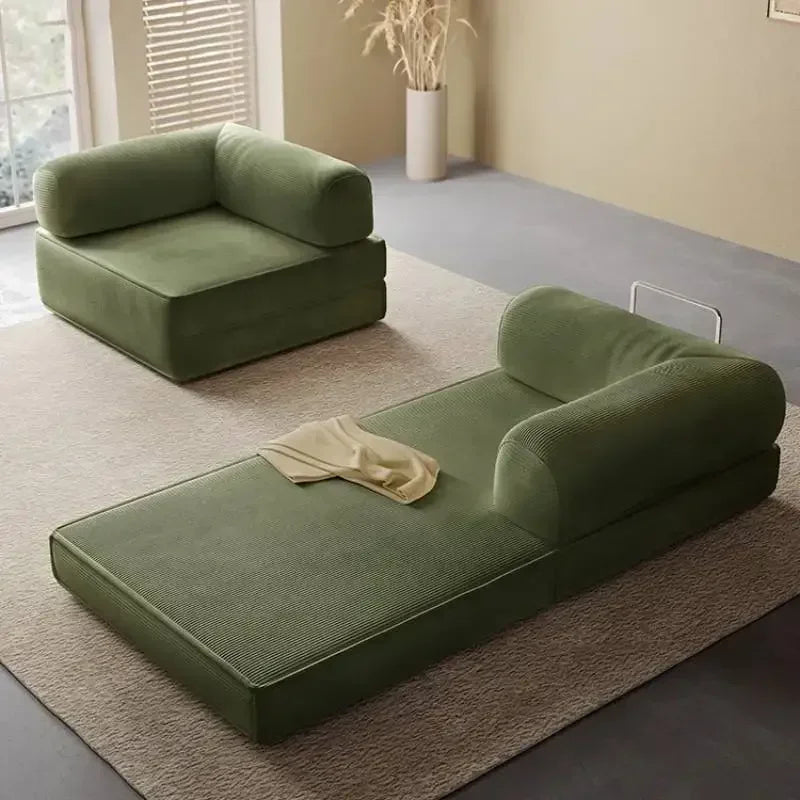 Large Green Nordic Living Room Sofa – Modern Compressed Armrest Lounge Chair for Home & Salon